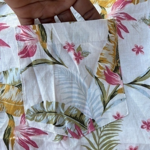 OLIVACEOUS Linen Button Down‎ Shirts Sz M Collar Neck Hawaiian Coastal Vacation - Picture 8 of 13